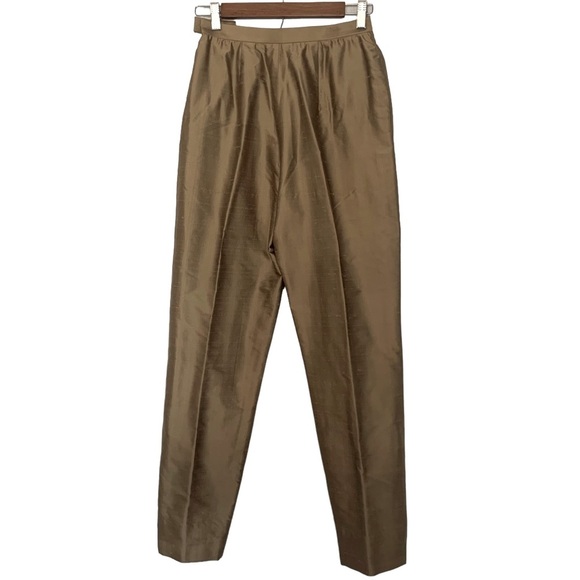 Carlisle Pants - Carlisle Gold Silk Cropped Straight Pants Sz 2